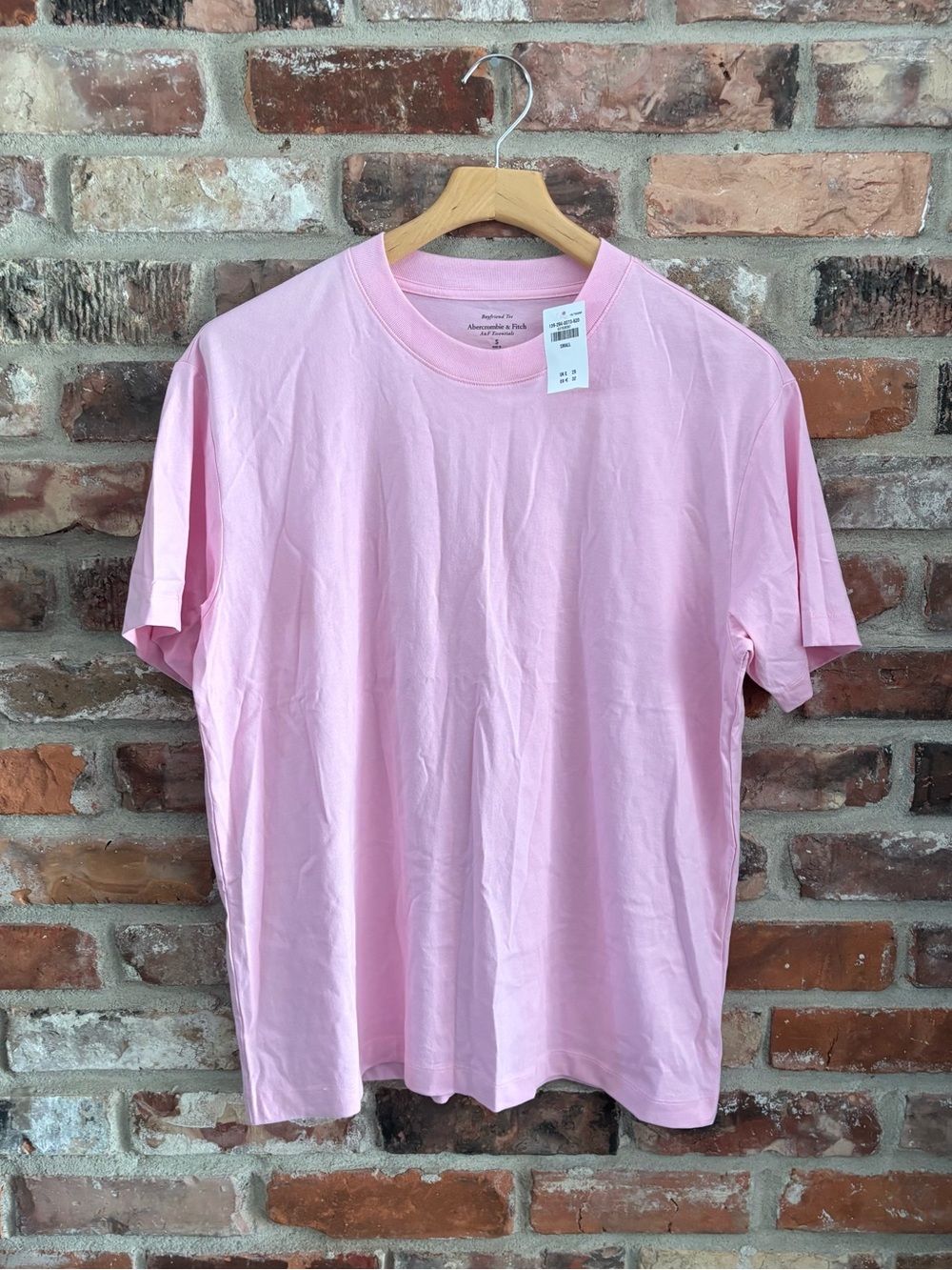 Abercrombie Pink Cotton A&F Essentials Boyfriend Tee Oversized T-shirt NWT, S